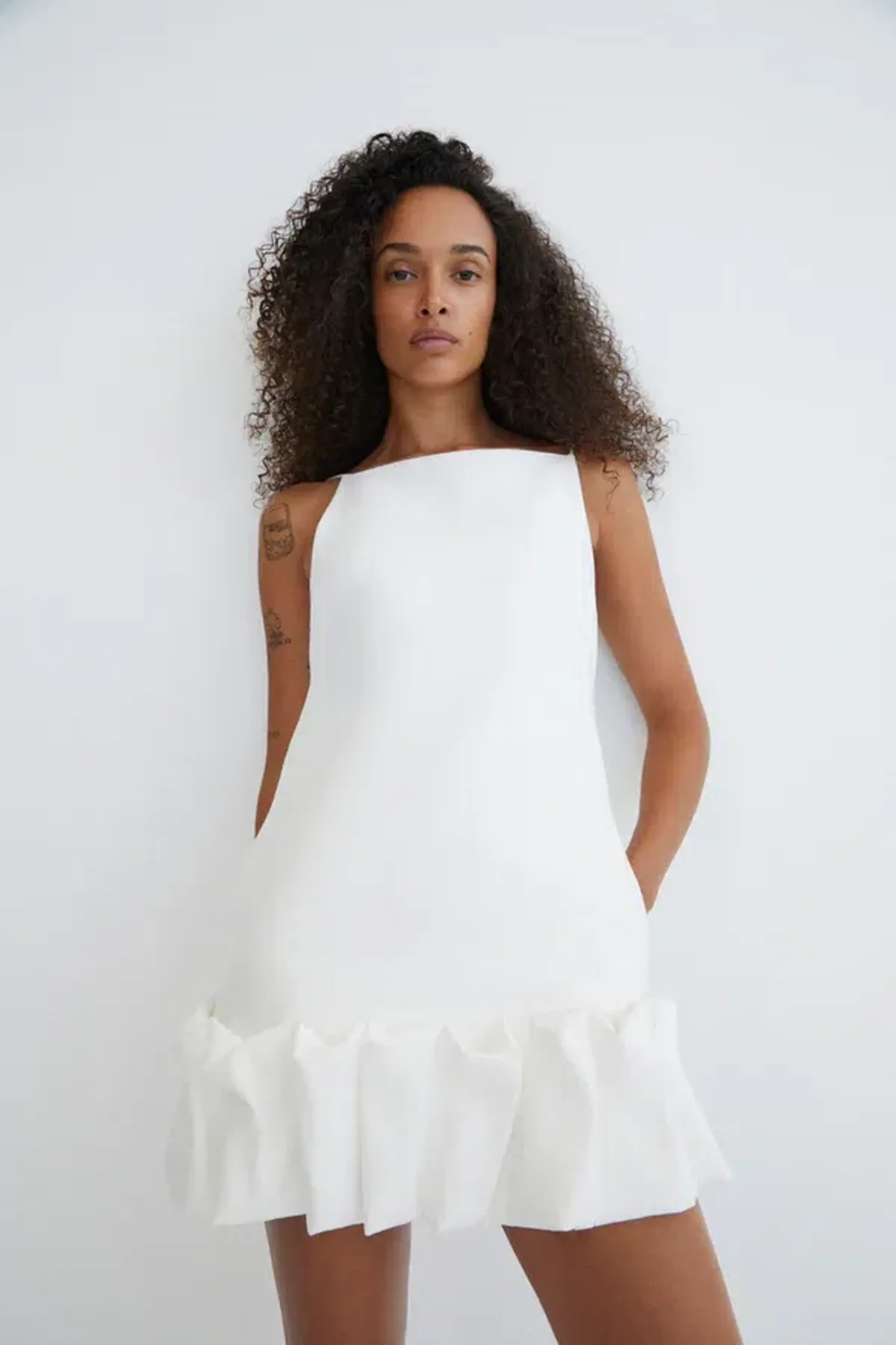 Shona Joy Otis Bubble Hem Mini Dress White Size 8 - Image 3