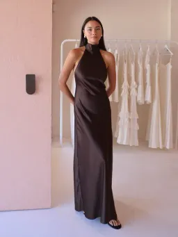 High Neck Brown by Nicola Dress for rent on The Volte - image 1