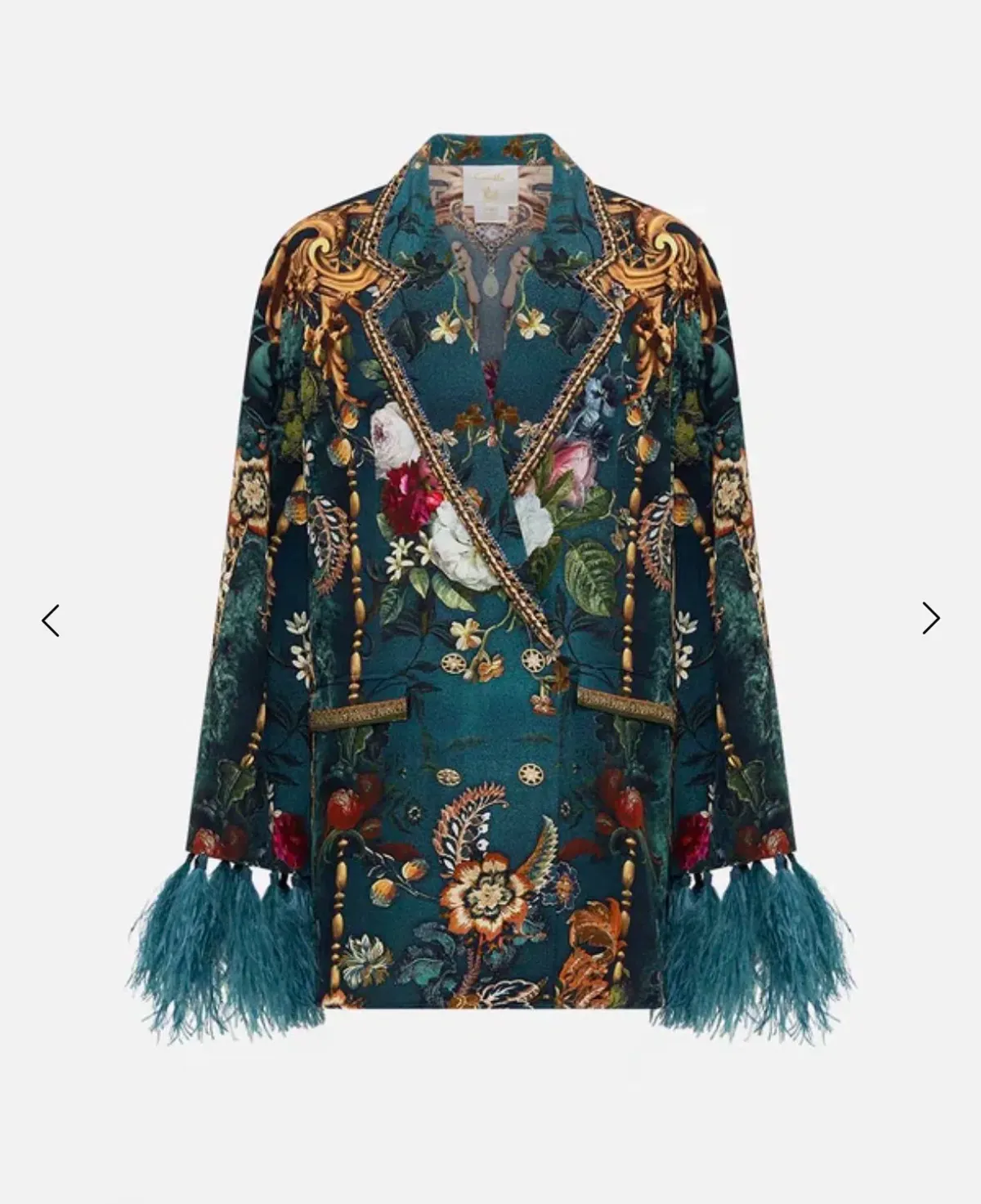 Camilla Flared Sleeve Double Breasted Jacket in the "Verdis World" print.Key Deta Size S for rent on The Volte - main image