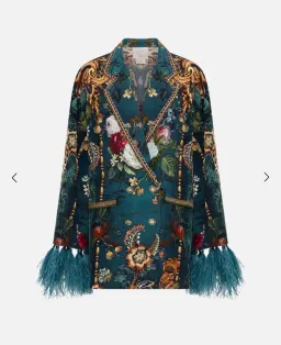 Camilla Flared Sleeve Double Breasted Jacket in the "Verdis World" print.Key Deta Size S for rent on The Volte - image 1