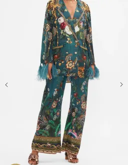 Camilla Flared Sleeve Double Breasted Jacket in the "Verdis World" print.Key Deta Size S for rent on The Volte - image 3