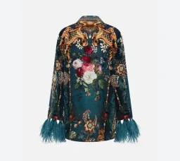 Camilla Flared Sleeve Double Breasted Jacket in the "Verdis World" print.Key Deta Size S for rent on The Volte - image 2