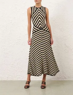 Zimmermann Valiant Deco Stripe Midi Dress Size 1 for rent on The Volte - image 1