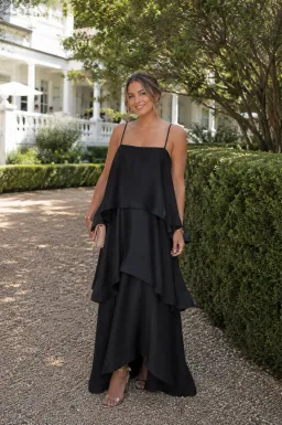 ELLIATT TILLY TIERED MAXI BLACK SIZE 10 for rent on The Volte - image 1