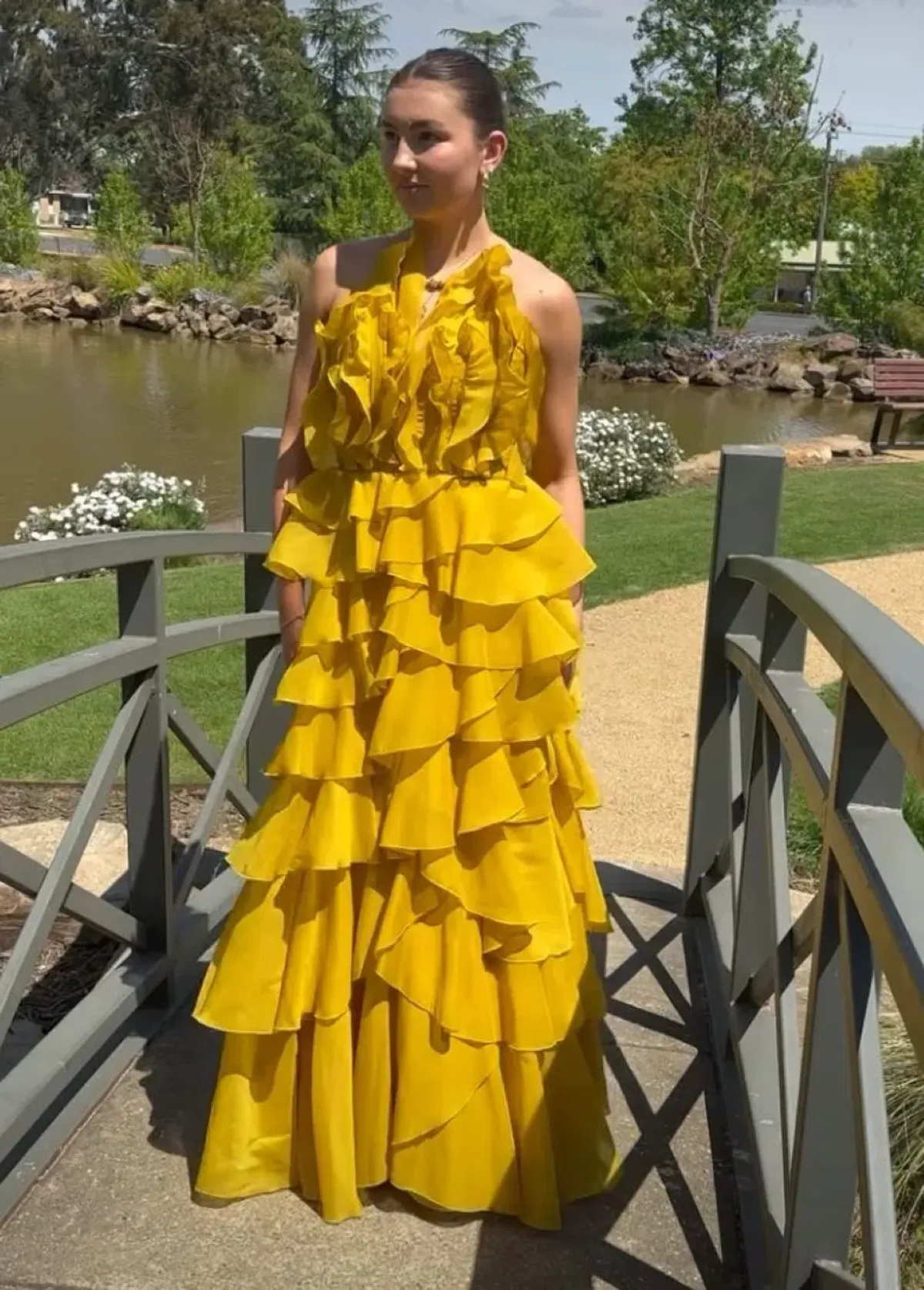 Aje Cleo Maxi Gown in Chartreuse Size 10 for rent on The Volte - main image