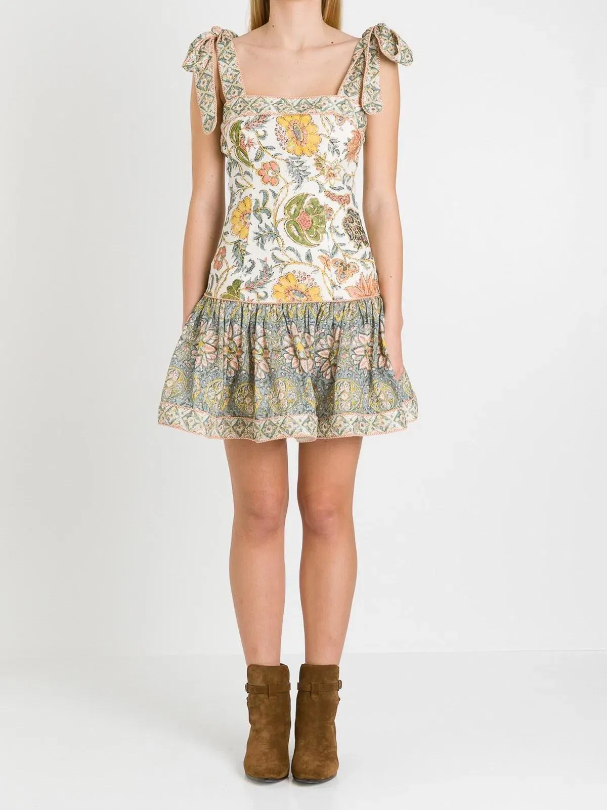 Zimmermann Edie Tie Mini Dress Floral Print Size 8 - Image 1