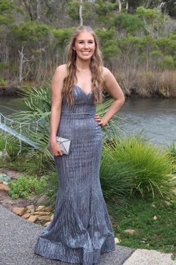 BARIANO FLOWERBOMB SWEETHEART GLITTER GOWN - SILVER GREY for rent on The Volte - image 1