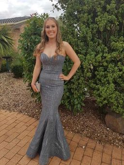 BARIANO FLOWERBOMB SWEETHEART GLITTER GOWN - SILVER GREY for rent on The Volte - image 2