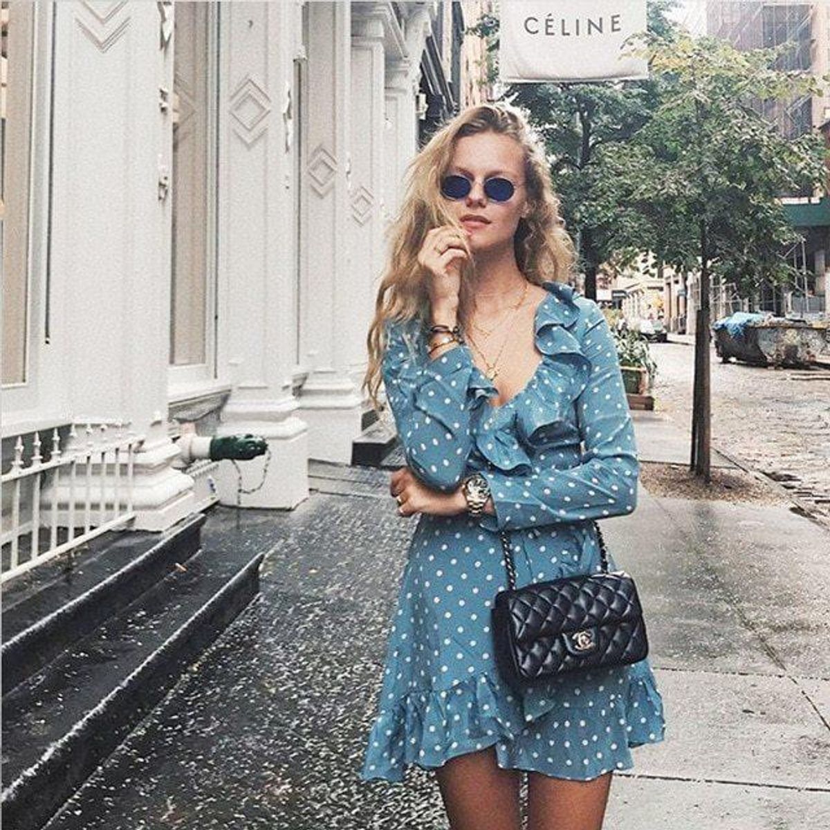 Realisation Par Dusty Blue Polka Dot Dress - Image 1