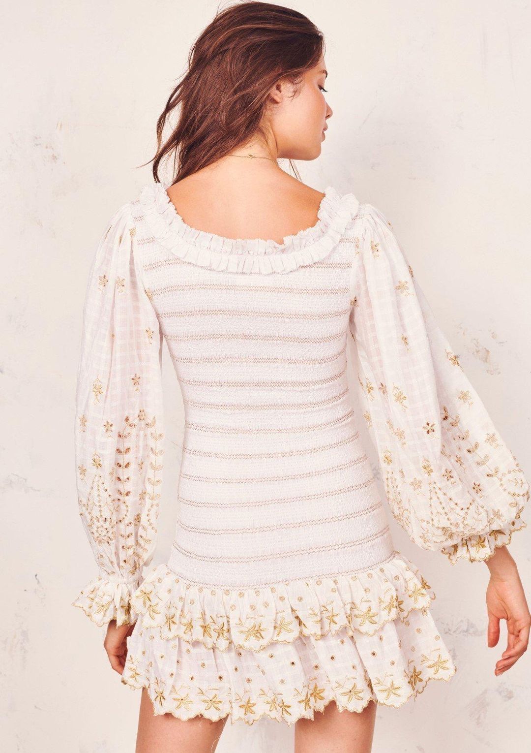 Love Shack Fancy Celia Dress White Size 8 for rent on The Volte - main image