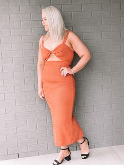 Shona Joy Simone Fitted Cut Out Midi in Clay Size 12 for rent on The Volte - image 1