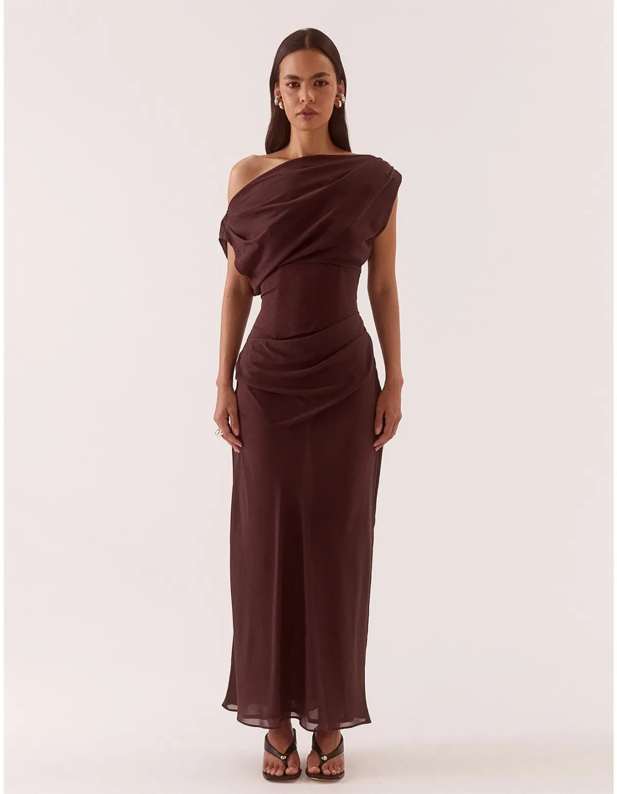 Sovere Ada Off Shoulder Dress Size 12 Chocolate - Image 1