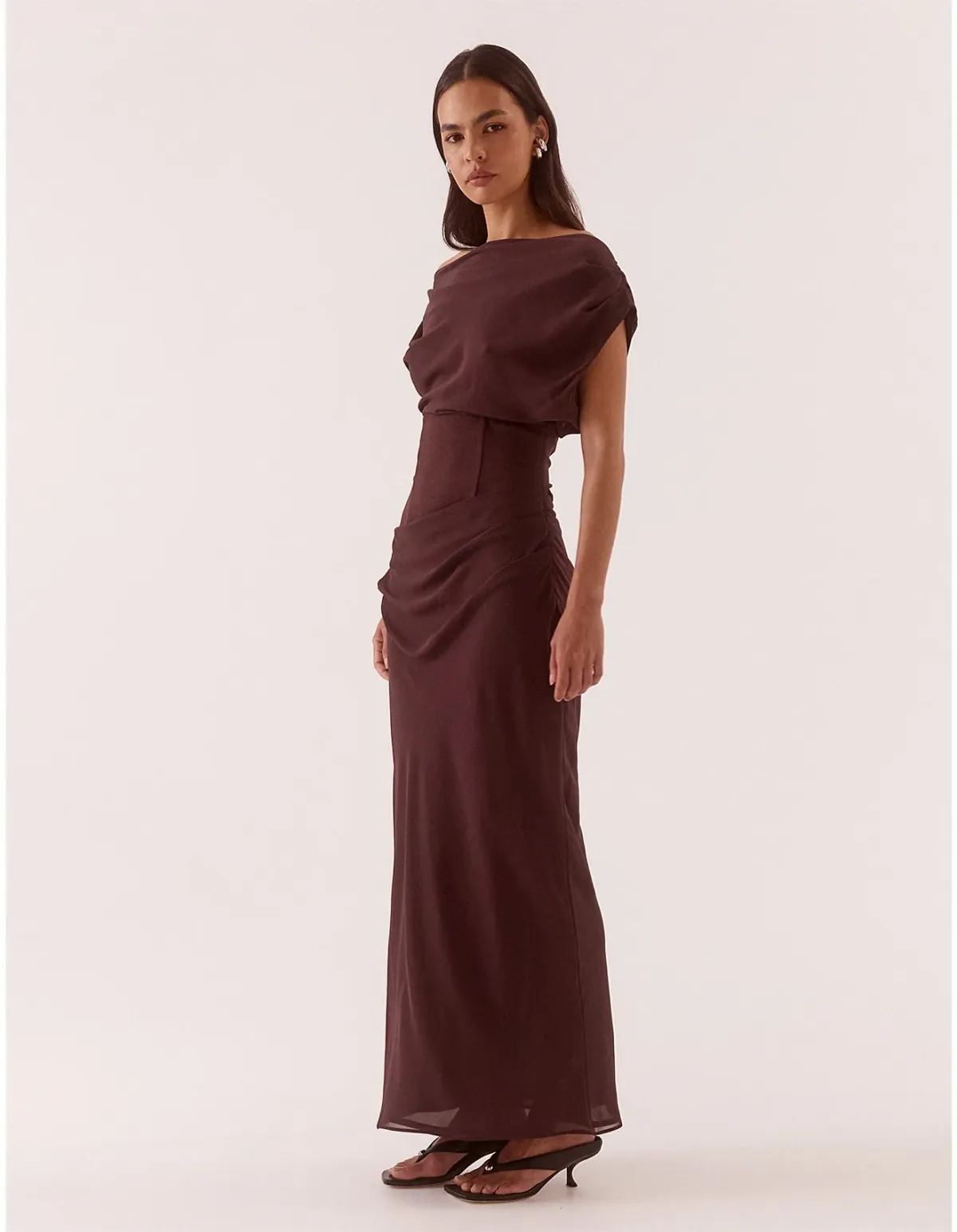 Sovere Ada Off Shoulder Dress Size 12 Chocolate - Image 4
