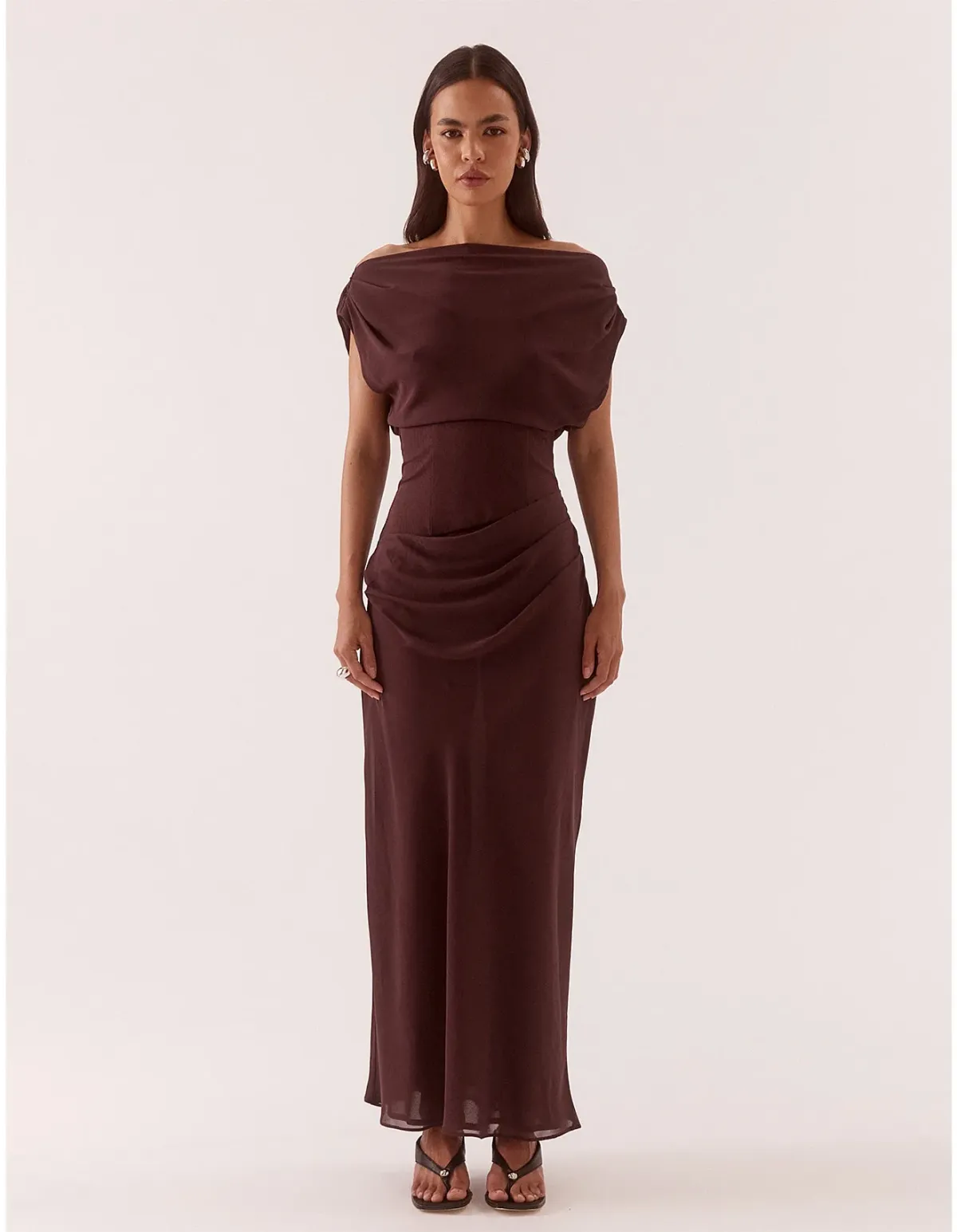 Sovere Ada Off Shoulder Dress Size 12 Chocolate - Image 2