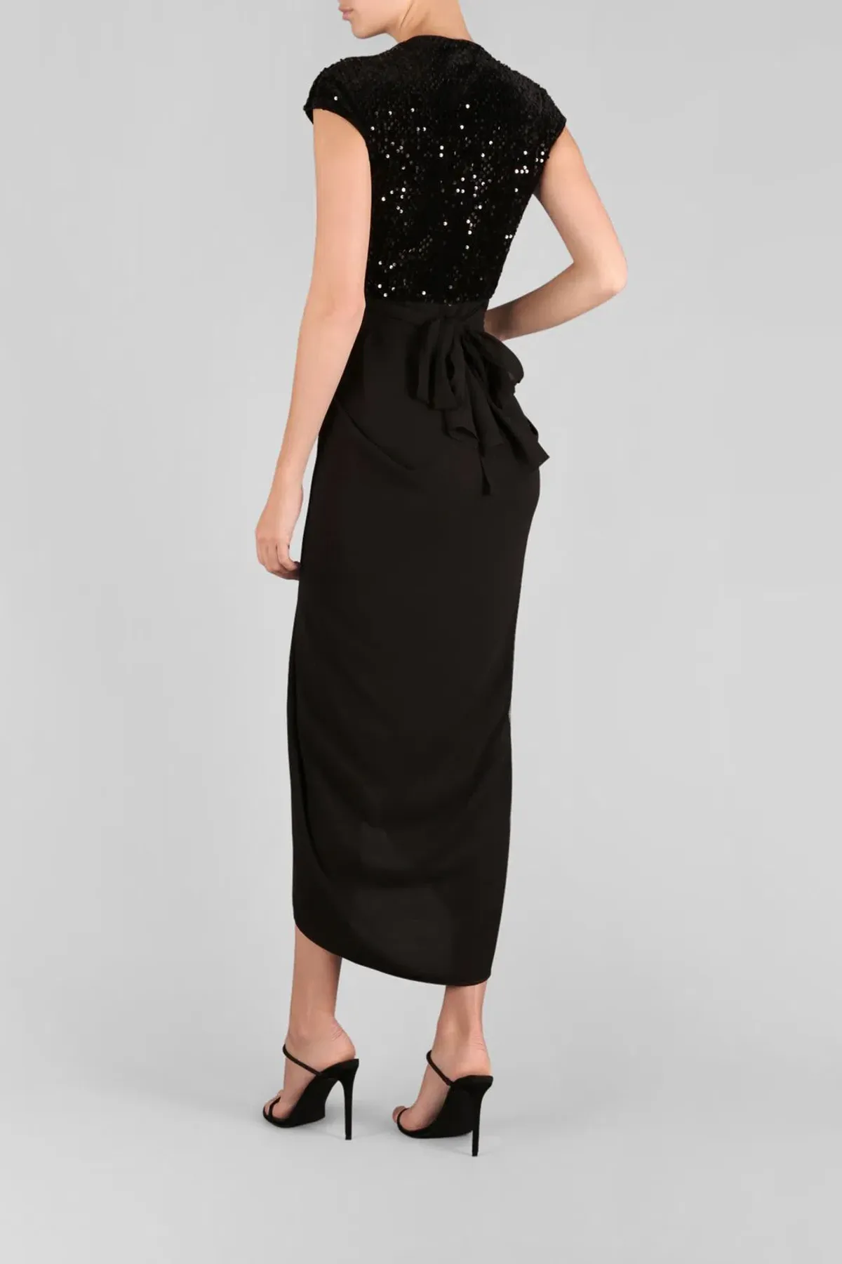 Carla Zampatti Je T'aime Waterfall Dress Black Size 8 - Image 3