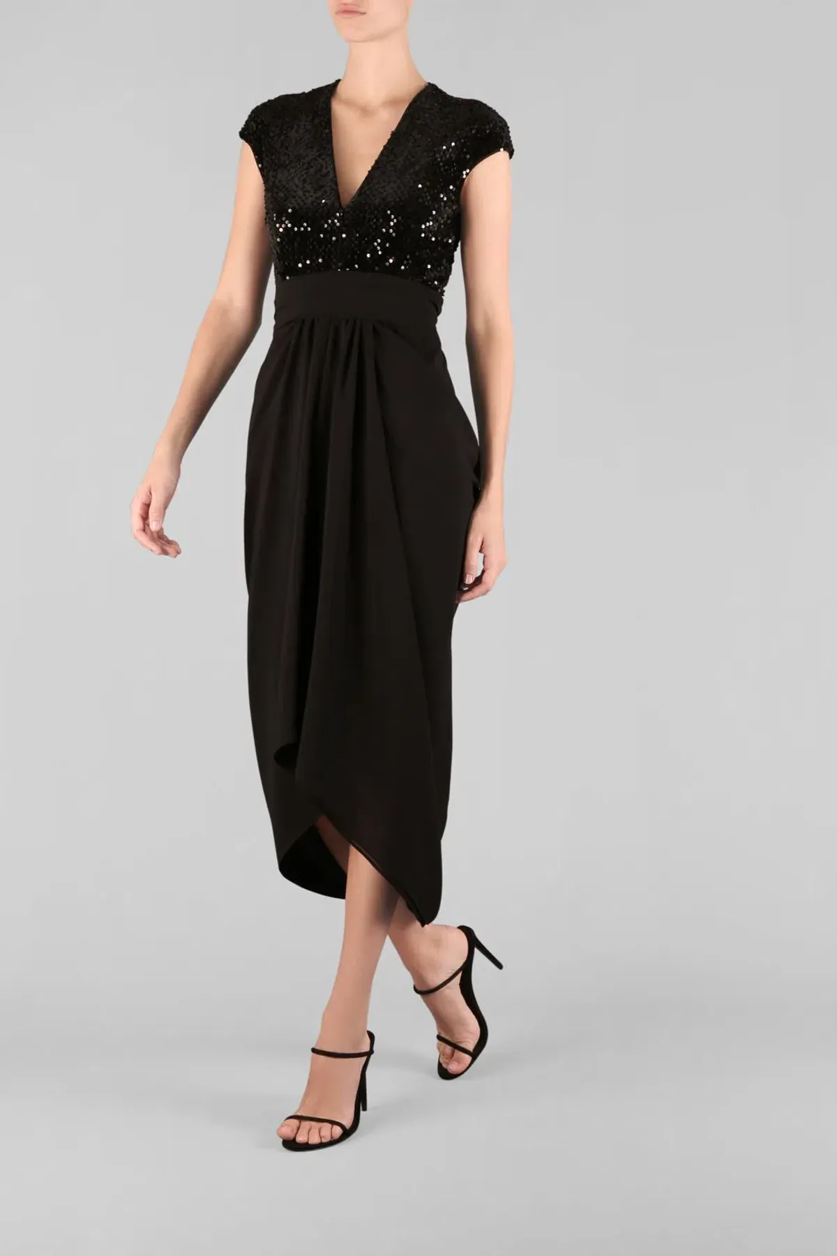 Carla Zampatti Je T'aime Waterfall Dress Black Size 8 - Image 2