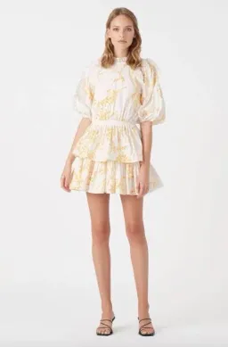 Aje Mimosa Broderie Frill Mini Dress Wattle Size 4 for rent on The Volte - image 1