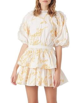 Aje Mimosa Broderie Frill Mini Dress Wattle Size 4 for rent on The Volte - image 2