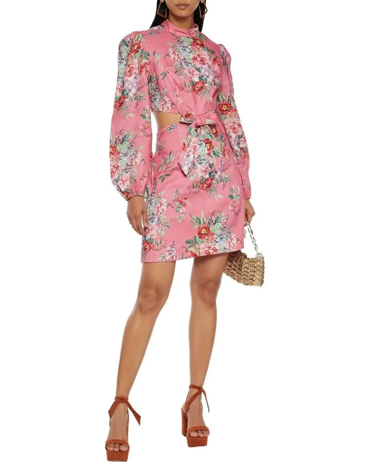 Zimmermann The Bellitude Bow Front Dress in Watermelon Size 6 for rent on The Volte - main image