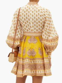 Zimmermann Bonita Buttoned Dress Mustard Paisley Size 6 for rent on The Volte - image 2