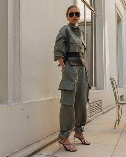 Frankie Shop Linda Belted Jumpsuit Khaki Army Green Size M / AU 10 for rent on The Volte - image 2