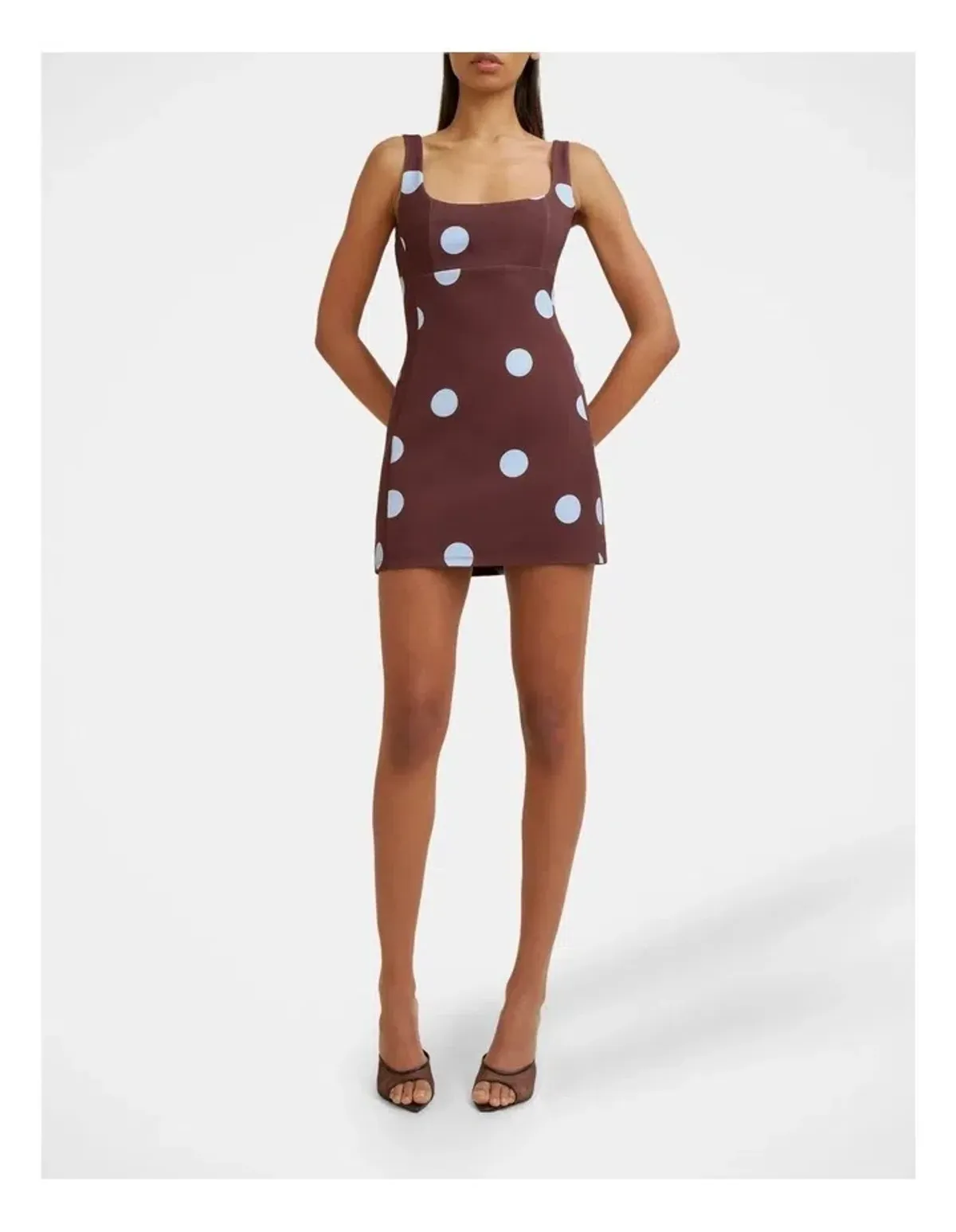 🟤 By Johnny Paloma Polka Mini Dress in Brown - Size 8 🟤 - Image 1