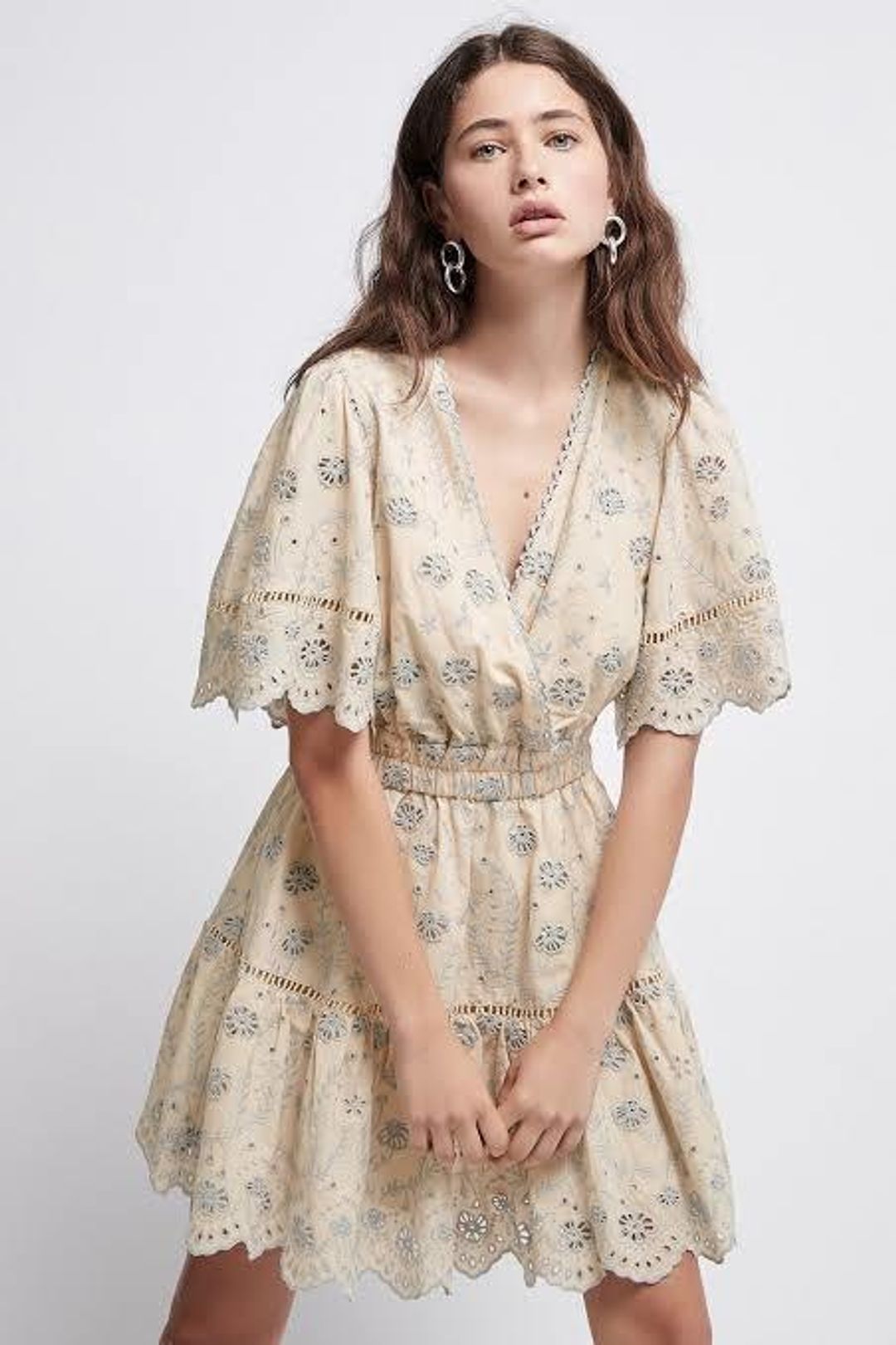 Aje Silvatica Broderie Anglaise Mini Dress Sand Size 8 for rent on The Volte - main image