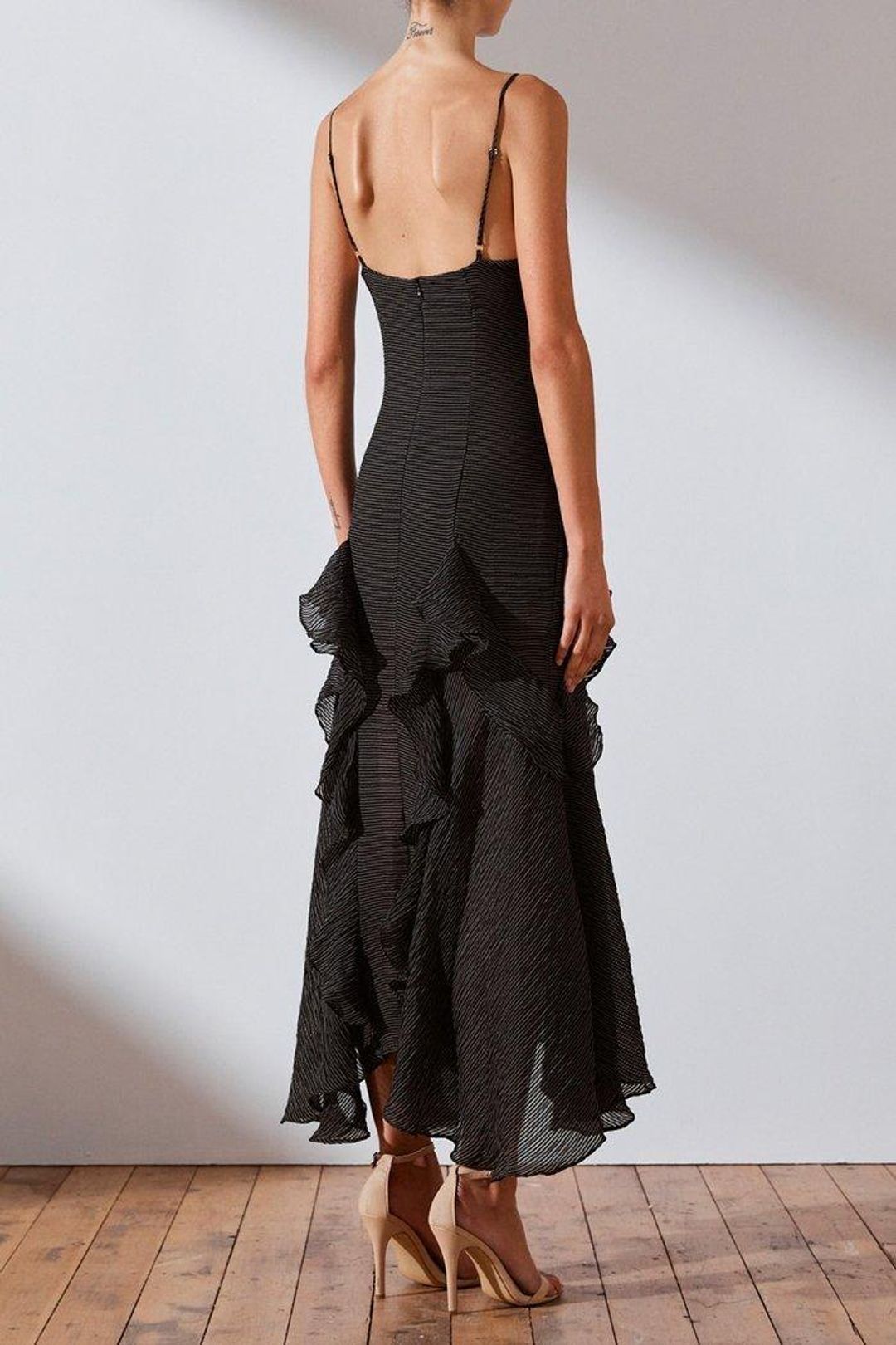 Shona Joy Charlotte Ruffle midi dress for rent on The Volte - main image