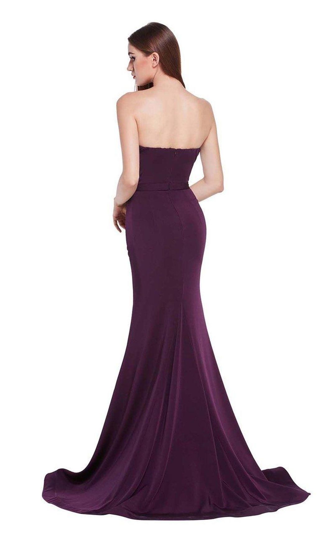 J'Adore Sweetheart Satin Crepe Trumpet Dress in Plum Size 8 for rent on The Volte - main image