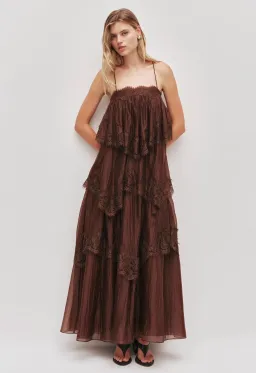 Aje Ophelia Lace Gown size 16 Brown Chocolate for rent on The Volte - image 1