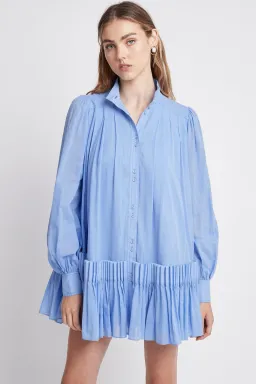 Aje Pavillon Pleat Mini Dress Cornflower Blue Size 8 for rent on The Volte - image 2