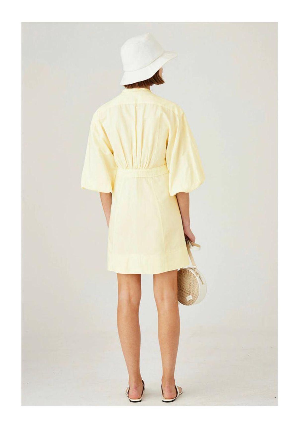 Oroton Cotton-Linen Full Sleeve Sorbet Yellow Dress Size 8 - Image 3