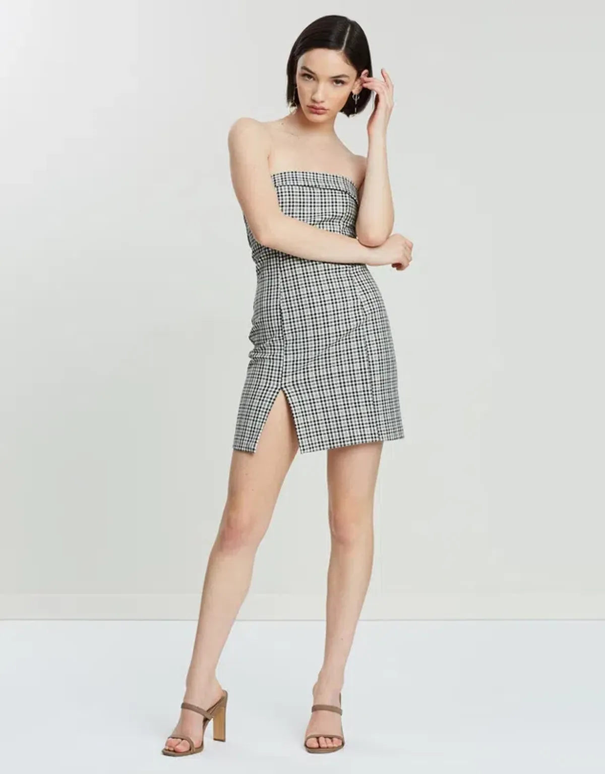 Bec & Bridge Gingham Girl Mini Dress Print Size AU 10 for rent on The Volte - main image