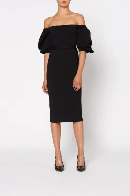 Scanlan Theodore Crepe Knit Coupe SLV Dress Black Size 8 for rent on The Volte - image 2