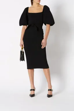 Scanlan Theodore Crepe Knit Coupe SLV Dress Black Size 8 for rent on The Volte - image 1