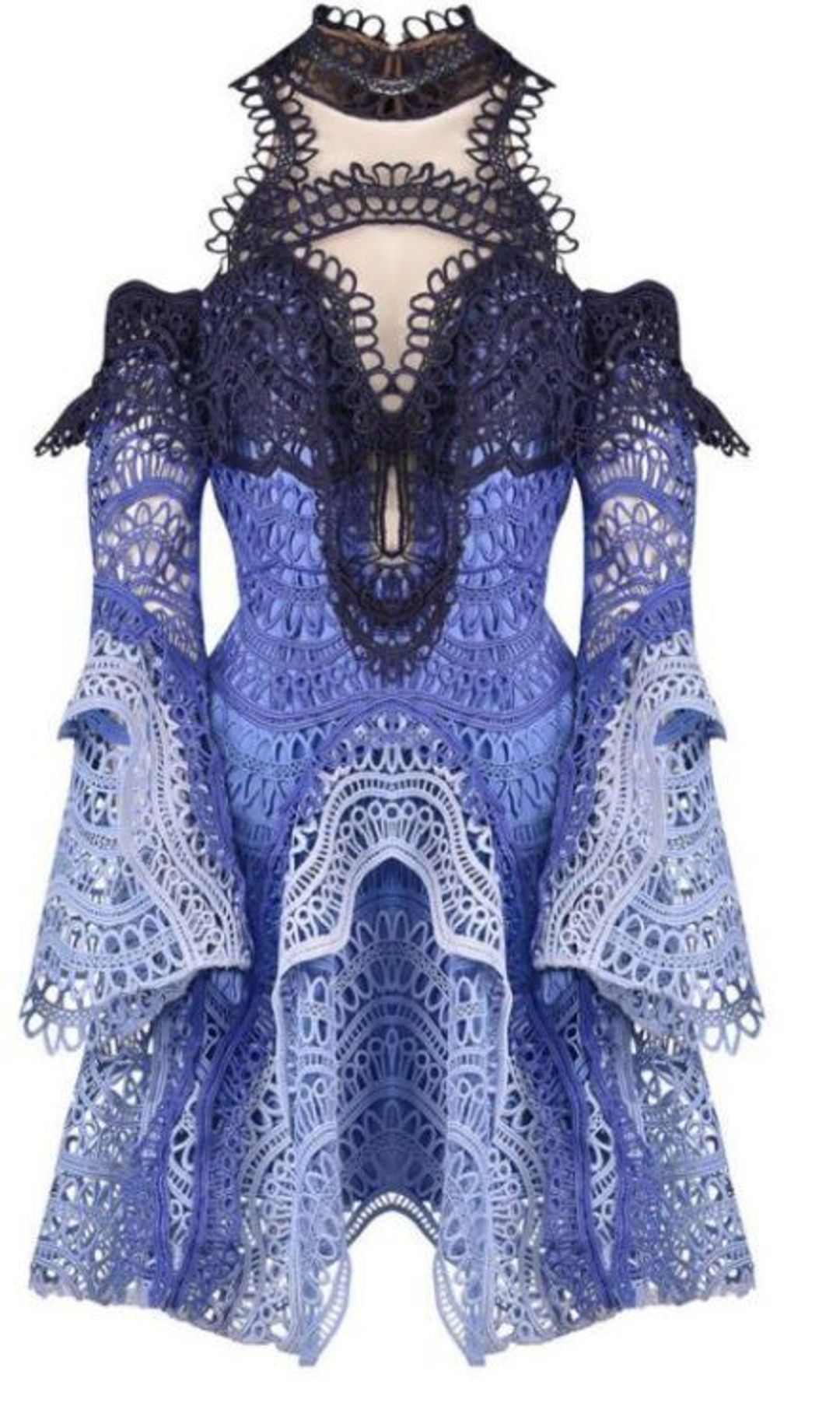 Thurley Waterfall Mini Dress Blue - Size 12 for rent on The Volte - main image
