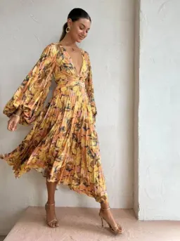 Acler Palms Midi Dress in Kaleidoscope Floral. Size 14 for rent on The Volte - image 6