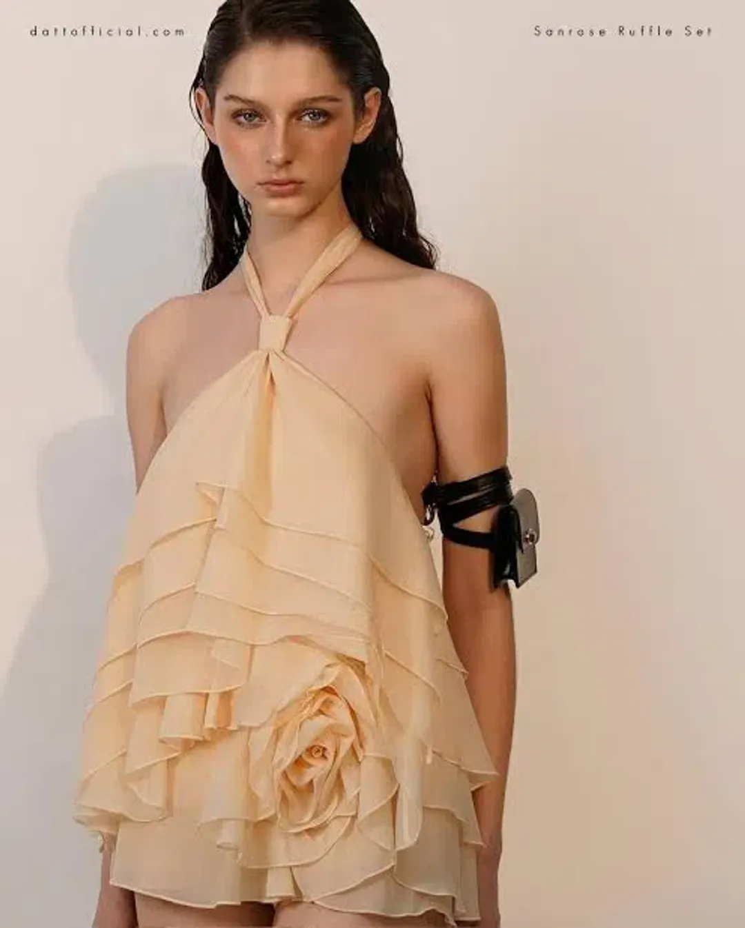 Datt official sunrose ruffle dress brown for rent on The Volte - main image