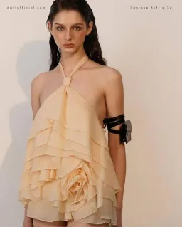 Datt official sunrose ruffle dress brown for rent on The Volte - image 3