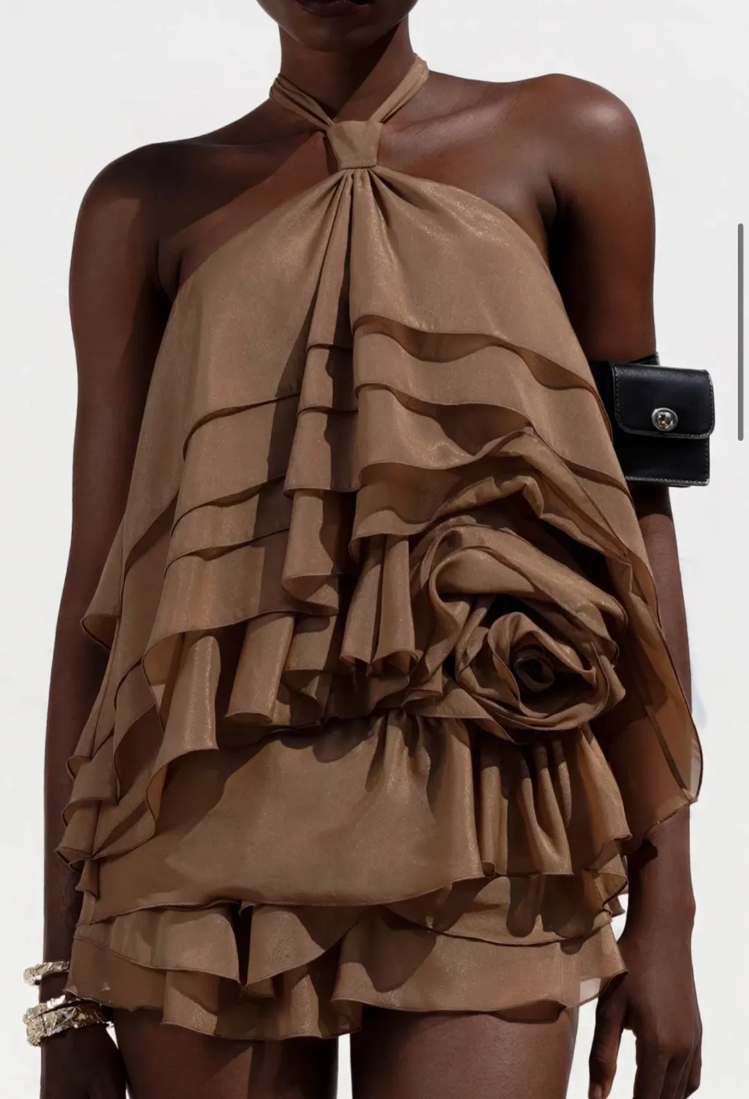 Datt official sunrose ruffle dress brown for rent on The Volte - main image