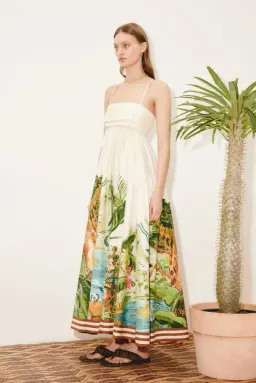 🌿 BRAND NEW Alemais Toucan Tango Midi Dress - Size 12 - Floral Green & White 🌿 for rent on The Volte - image 1