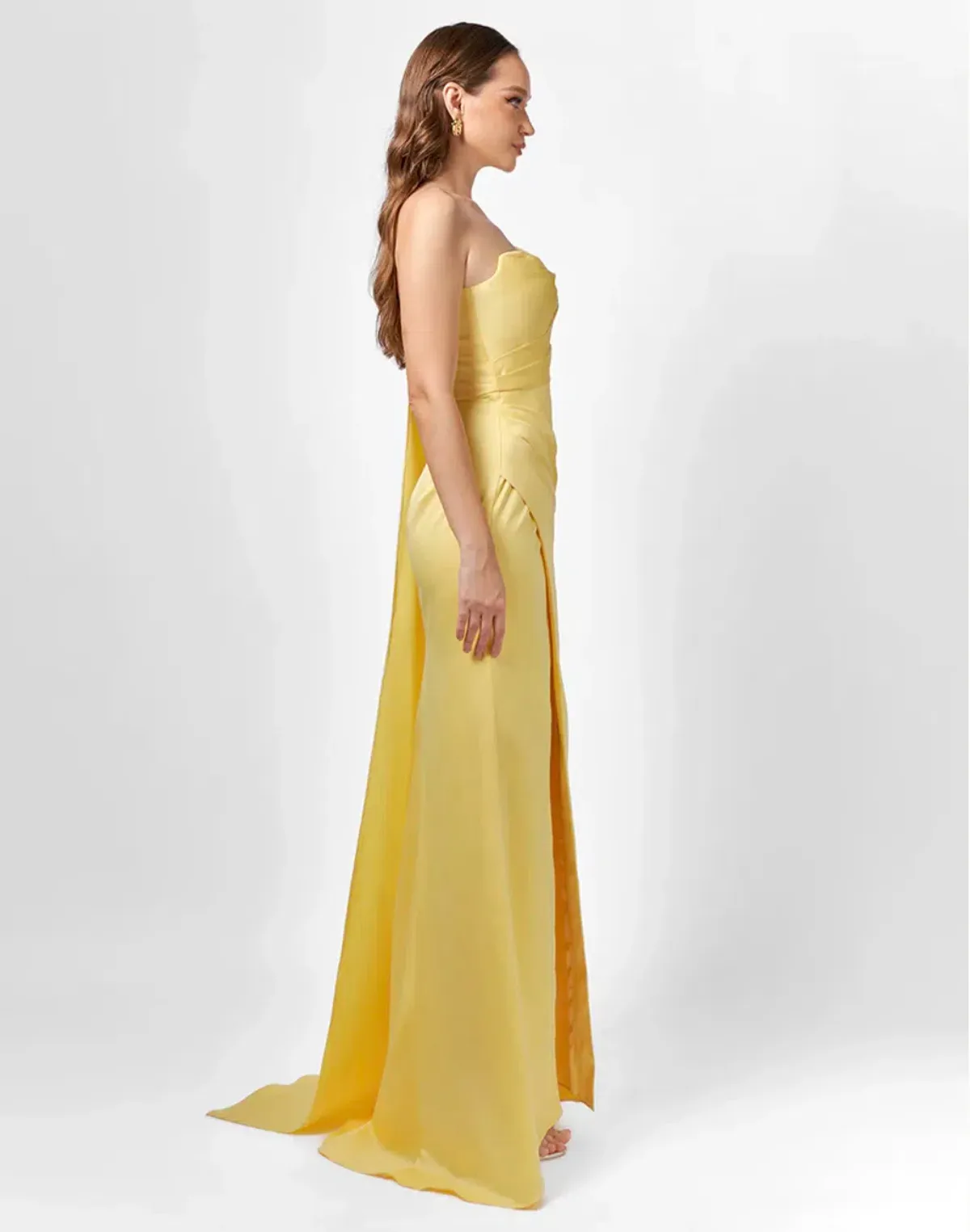 Bariano Davina One-Shoulder Gown Yellow Size 14 - Image 3