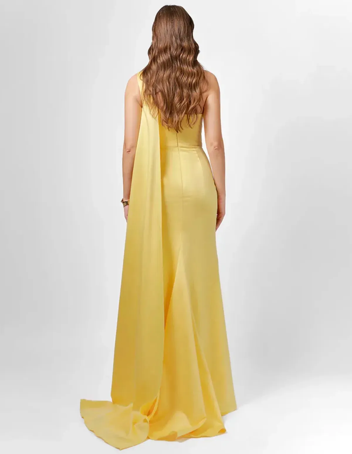 Bariano Davina One-Shoulder Gown Yellow Size 14 - Image 4