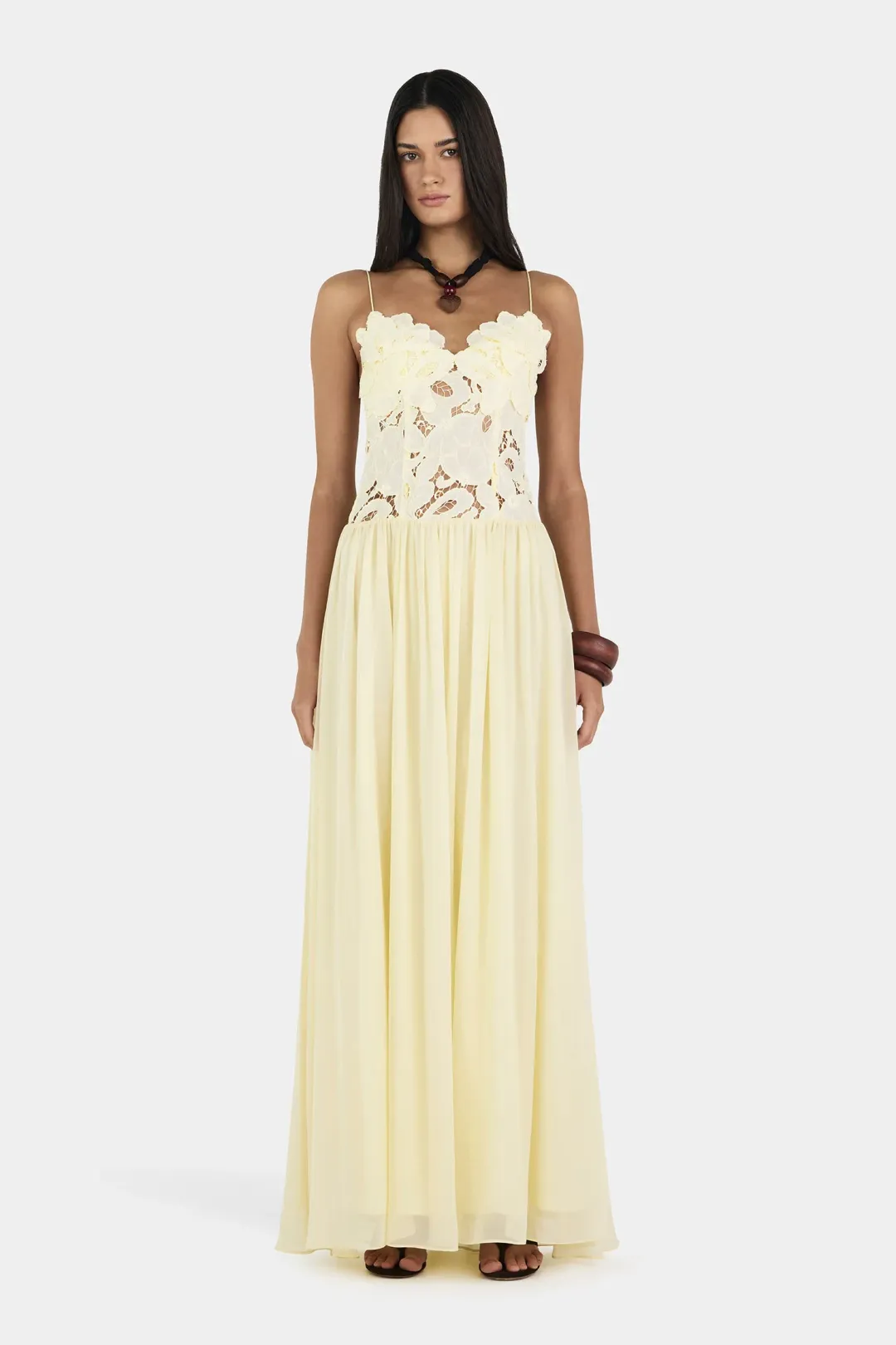 HANSEN + GRETEL Stephanie Maxi Dress Butter for rent on The Volte - main image