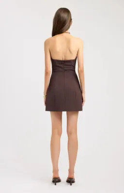 Kookai Ariel Low Cut Mini Dress Brown Size 10 for rent on The Volte - image 2