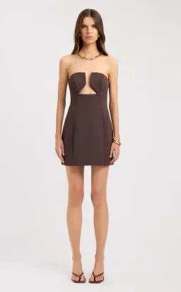 Kookai Ariel Low Cut Mini Dress Brown Size 10 for rent on The Volte - image 3