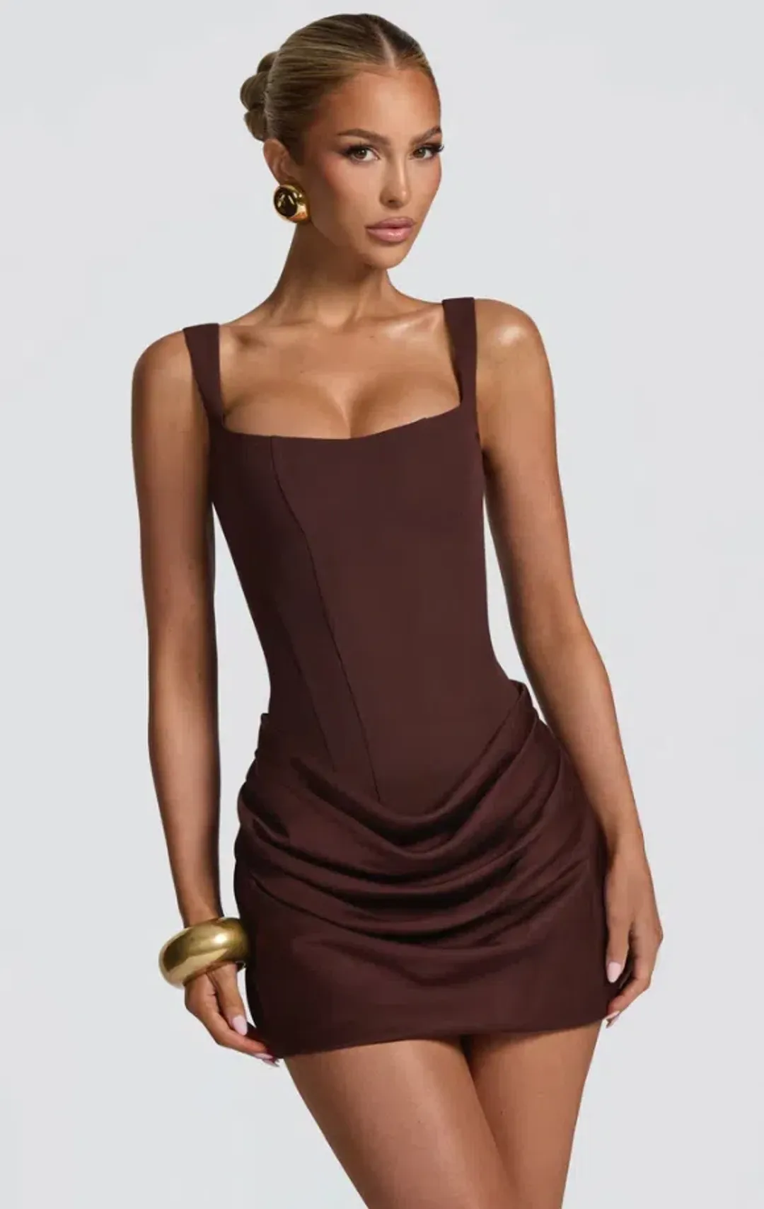 BabyBoo Cornelia Mini Dress Plum Brown Size M for rent on The Volte - main image