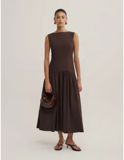 Witchery Basque Waist Dress Size 12 AU Espresso for rent on The Volte - image 1