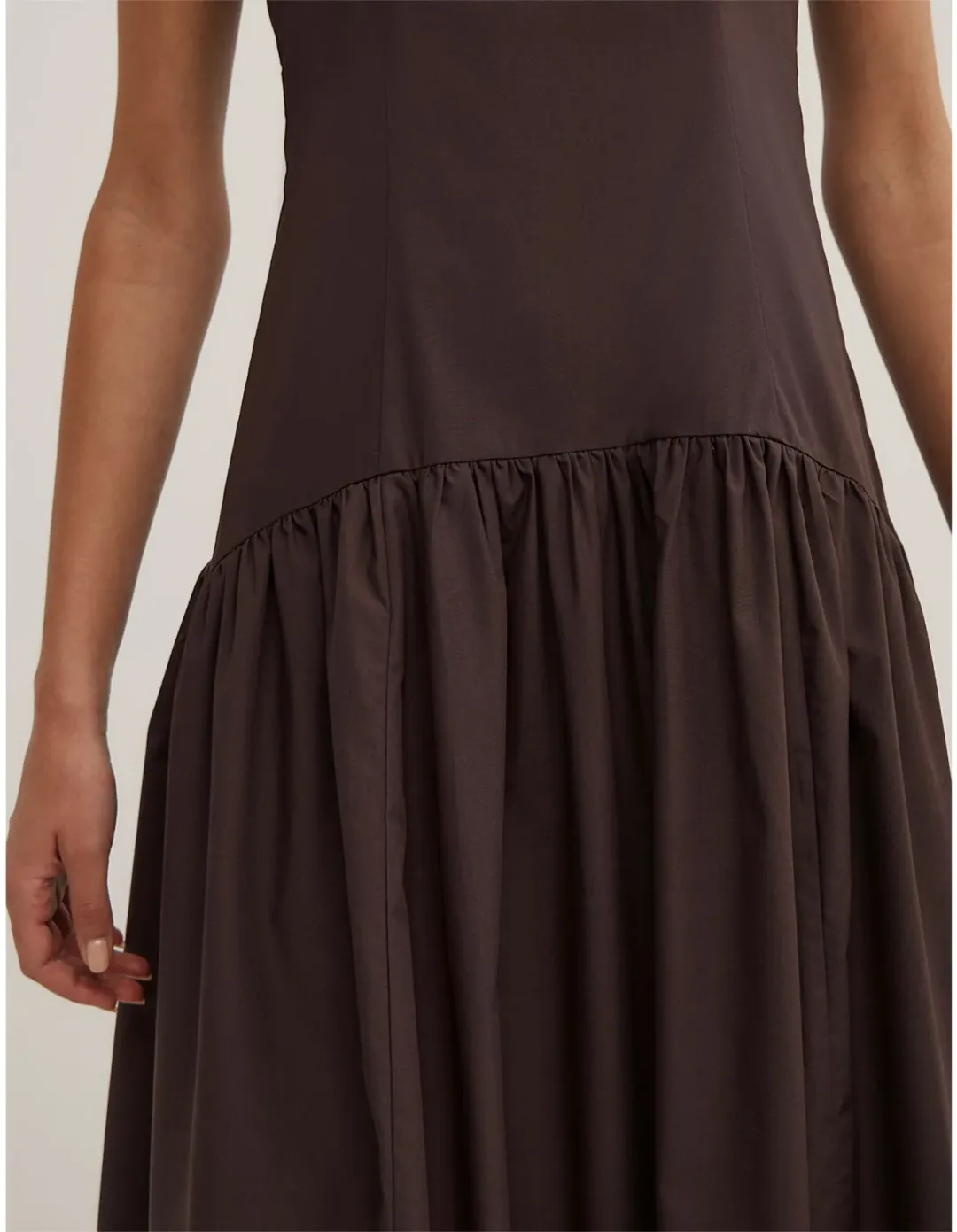 Witchery Basque Waist Dress Size 12 AU Espresso for rent on The Volte - main image