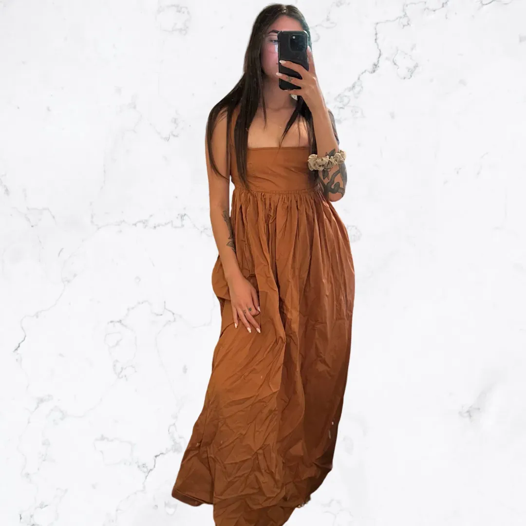Oroton Maxi Strappy Sundress Gingerbread Size 6 for rent on The Volte - main image